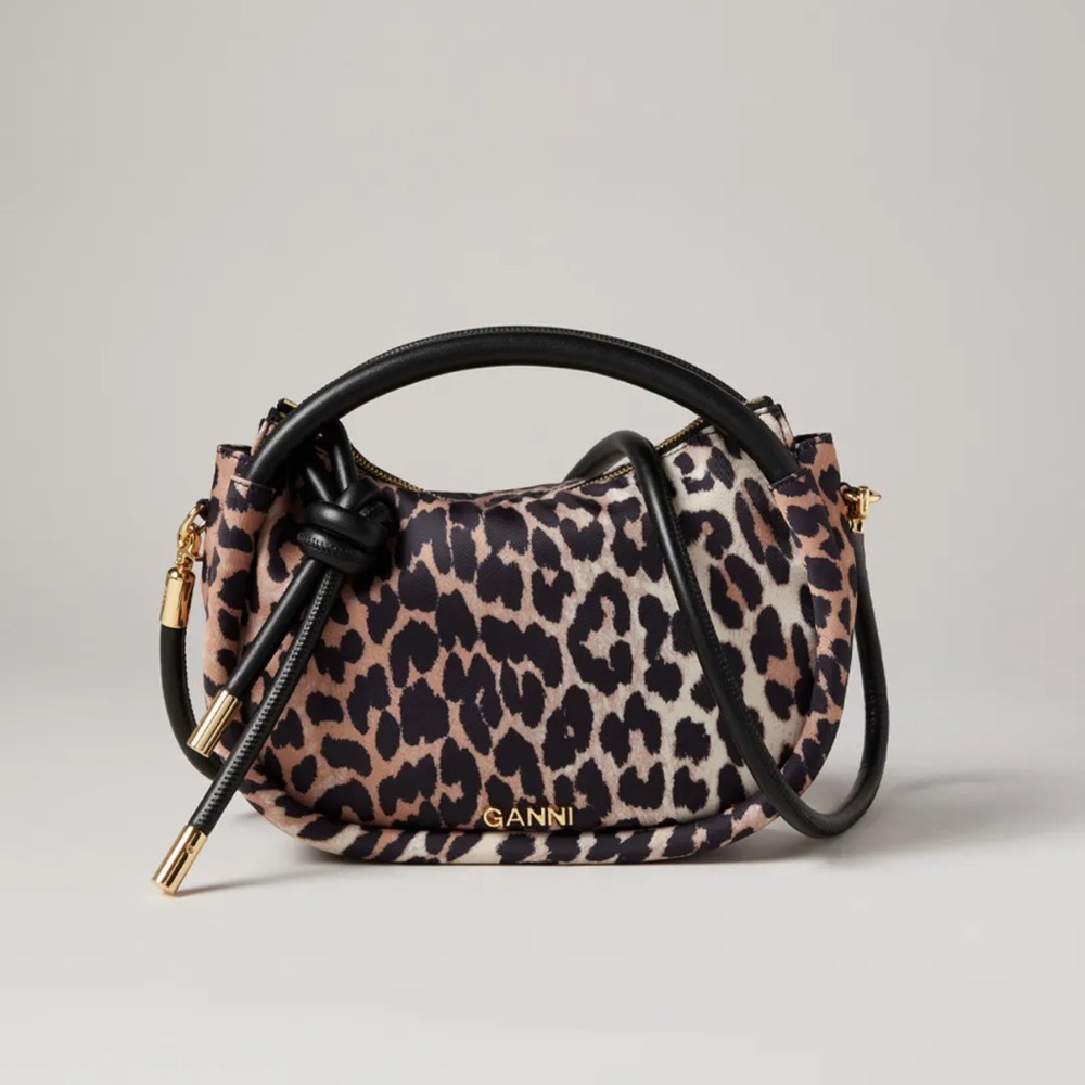 NWT GANNI Knot Leopard Purse, Mini